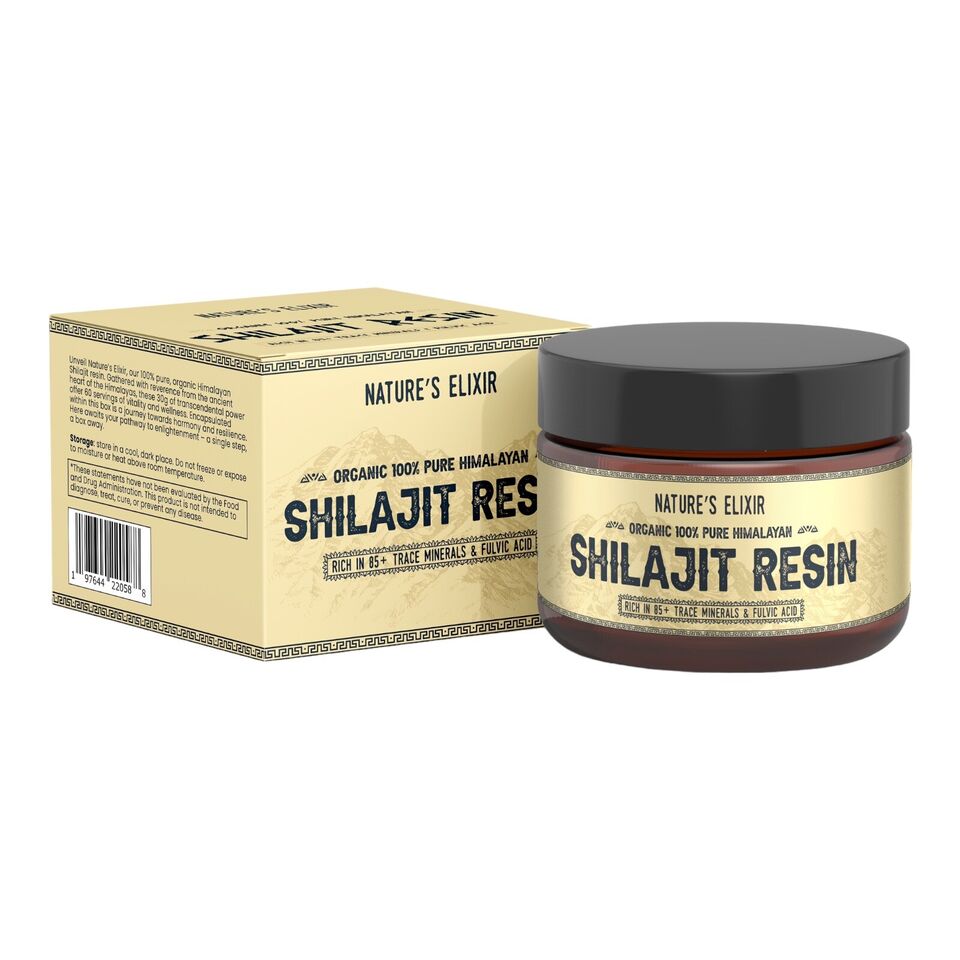 Shilajit Resin 30 Gram Jar 60 Servings Measuring Spoon Pure 100% Himalayan Shilajit Resin - LEIXSTAR