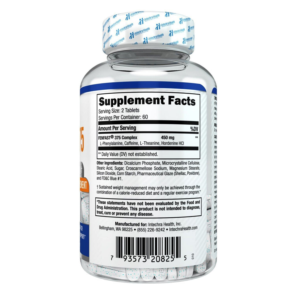 FENFAST® 375 Best Diet Pills with Maximum Strength Energy 120 White/Blue Tablets - LEIXSTAR