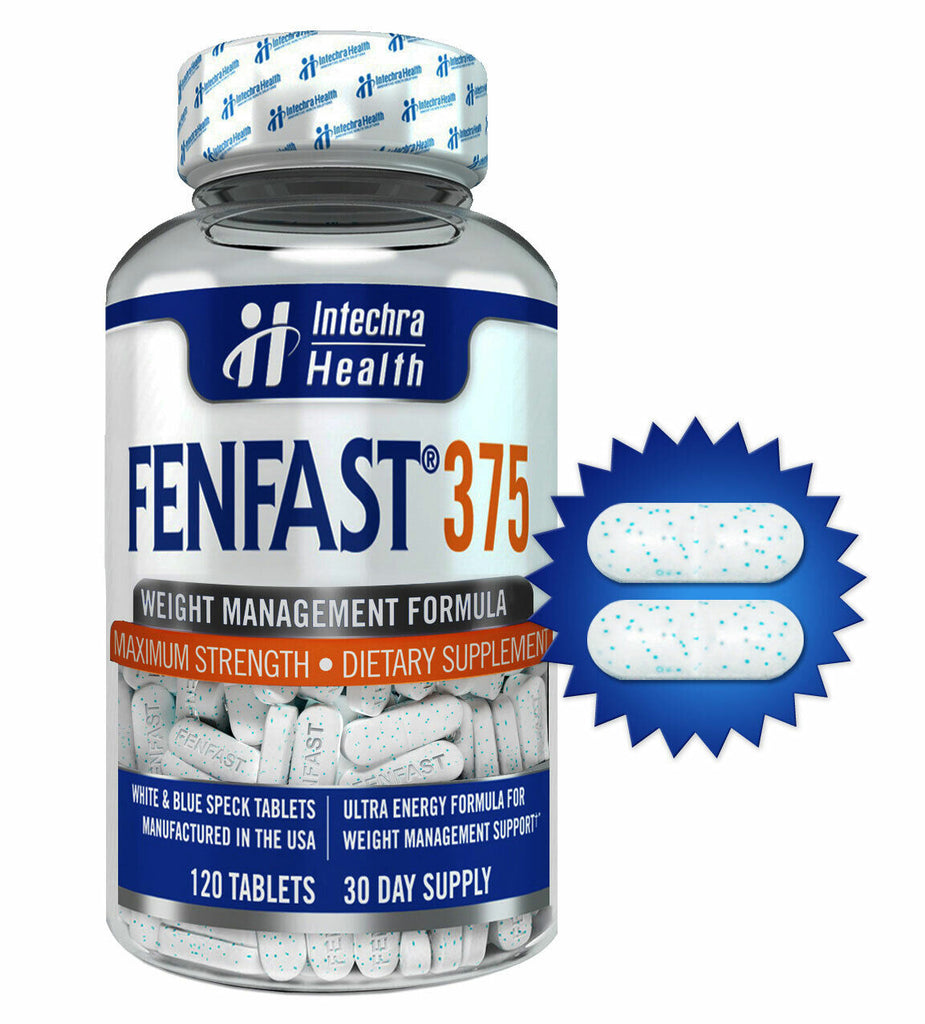 FENFAST® 375 Best Diet Pills with Maximum Strength Energy 120 White/Blue Tablets - LEIXSTAR