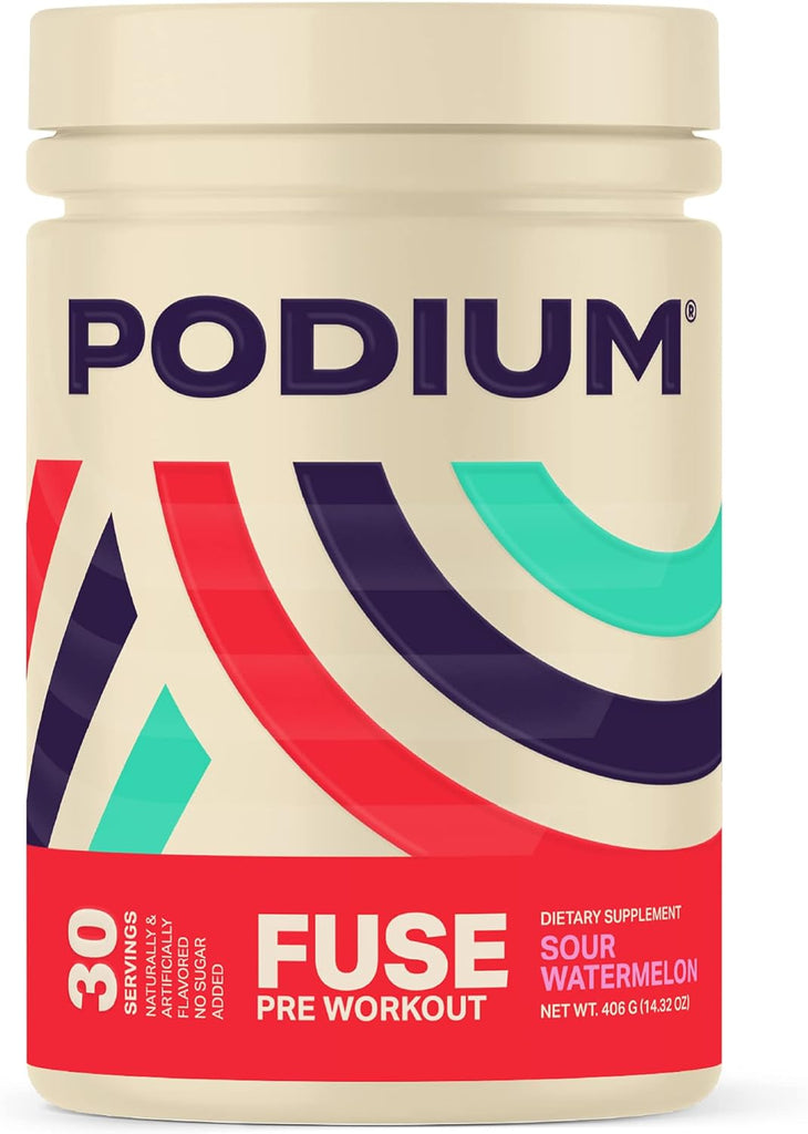 Podium Nutrition, Fuse Pre Workout Powder, Peach Mango, 30 Servings, Beta Alanine and Caffeine for Energy, Gluten Free, Soy Free, Dairy Free