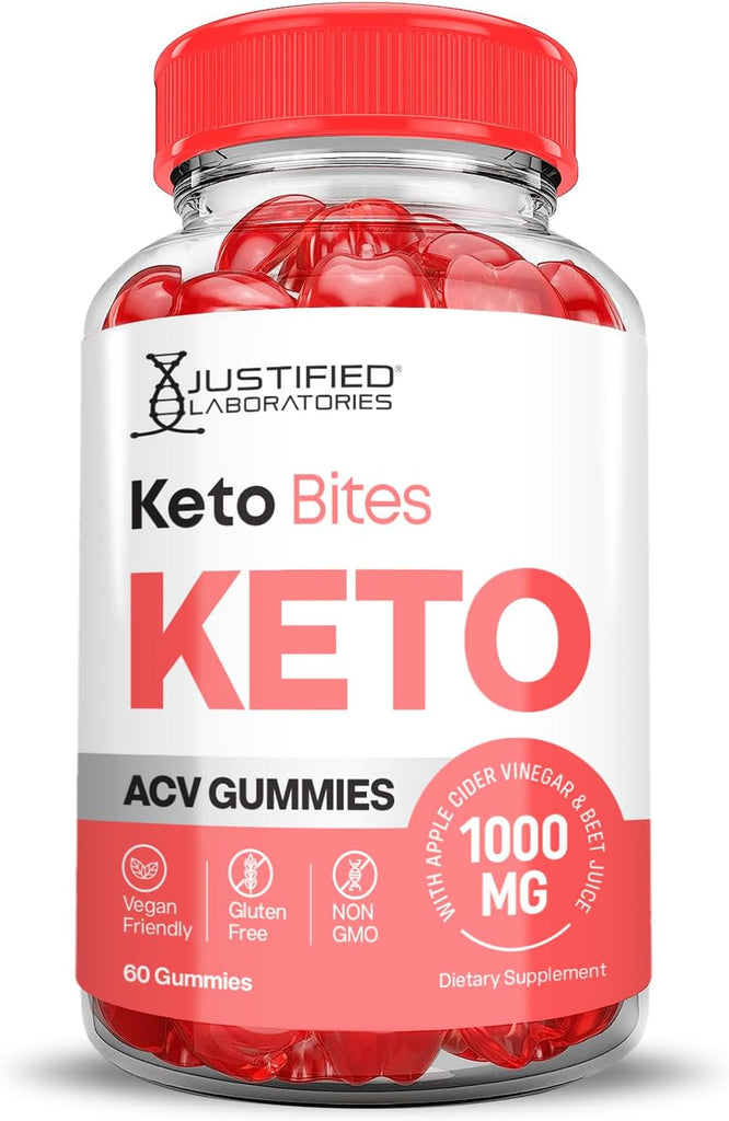 Keto Bites Keto ACV Gummies 1000MG Vegan Non GMO with Pomegranate Juice Beet Root B12 60 Gummys
