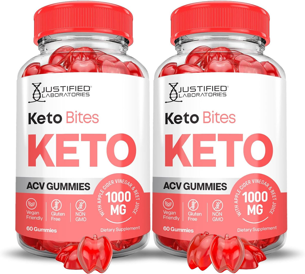 Keto Bites Keto ACV Gummies 1000MG Vegan Non GMO with Pomegranate Juice Beet Root B12 60 Gummys