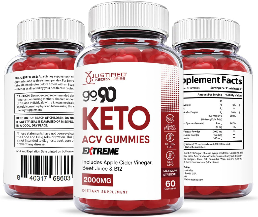 Go 90 Keto ACV Gummies Extreme Formula 2000MG with Pomegranate Juice Beet Root B12
