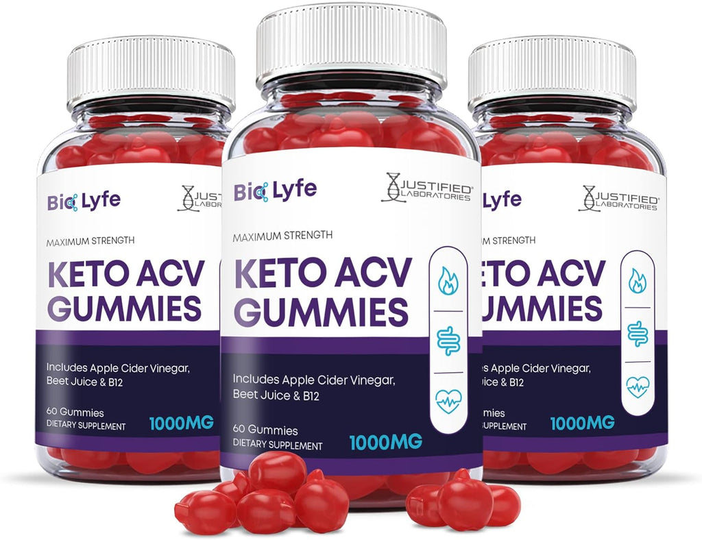 Bio Lyfe Keto ACV Gummies 1000MG with Pomegranate Juice Beet Root B12 60 Gummys