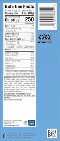 Clif Bar - Organic Blueberry Crisp - Case of 12-2.4 oz