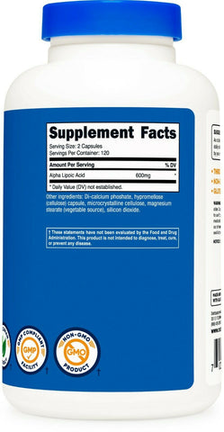 (2 Pack) Nutricost Alpha Lipoic Acid - 600mg Per Serving - 480 Capsules - LEIXSTAR