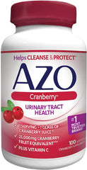 AZO Cranberry Urinary Tract Health Dietary Supplement, 1 Serving = 1 Glass of Cranberry Juice, Sugar Free, 100 Count - LEIXSTAR